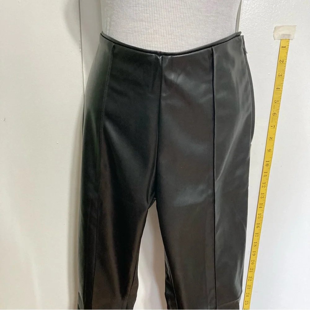 Disco HOT PANTS Faux Leather Vegan Black Stretch Pants Womens Small